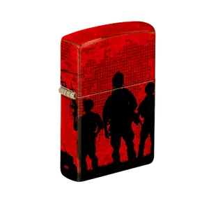 Zippo Lighter - Soldiers Red Sky Design with Tumbled Brass Finish & 540 Fusion for Rustic Vintage Look Patriotic & Historical Element