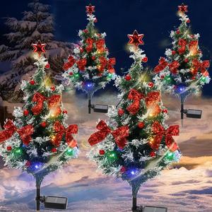 4-Pack Solar Cedar Tree Lights, Yard Garden Lawn In-Ground Decorative Lights, IP65 Outdoor Waterproof Lights, Suitable for Spring and Christmas Festival Decorative Atmosphere Lights Led Lantern solar lights outdoor ,motion sensor lights