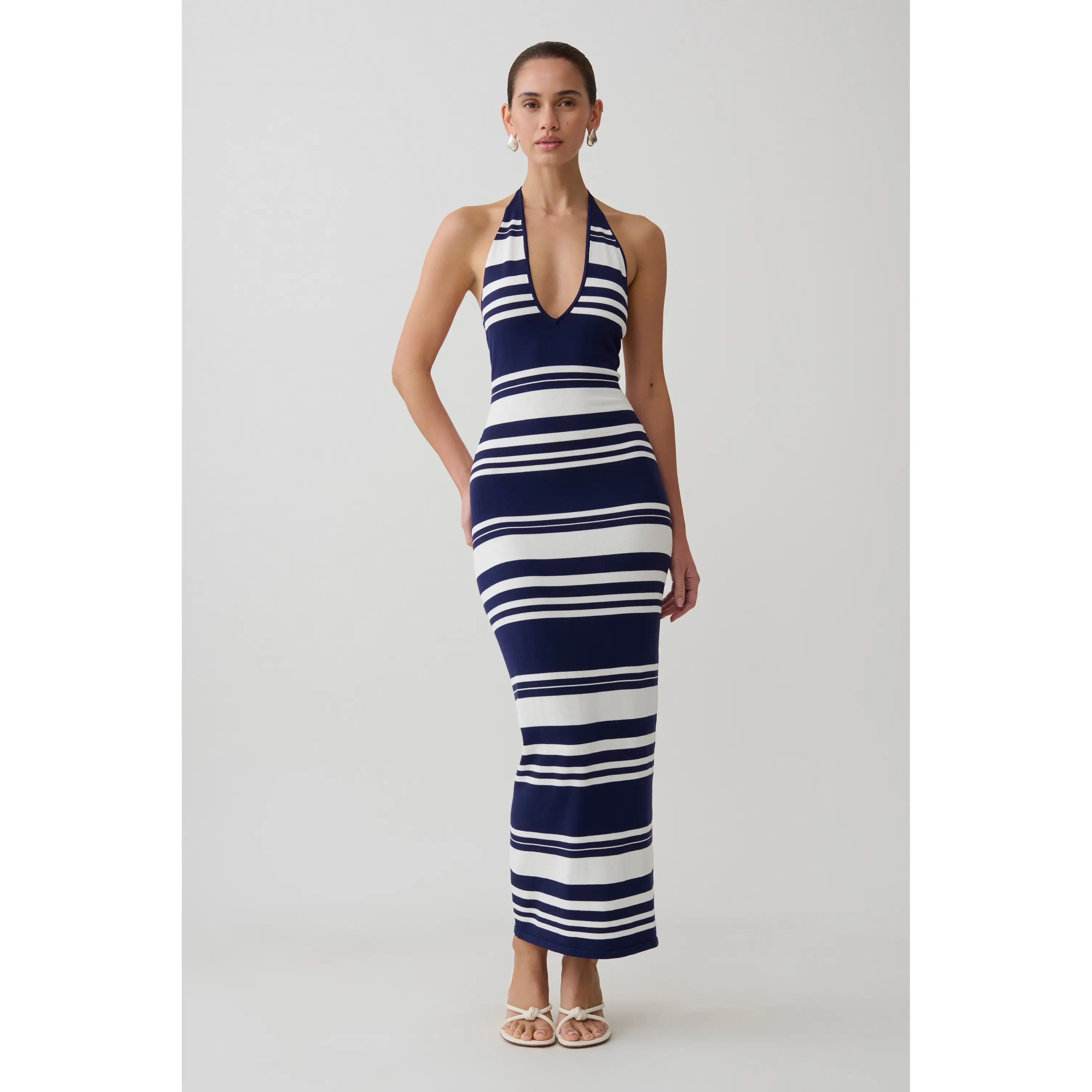 Brienne Stripe Midi Dress - Navy/Ivory