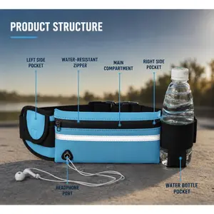 Running Belt for Men Women Marathon Fitness Waist Pack Phone Holder Water Bottle Belt Sweatproof Lightweight Hiking Travel Hands Free Hydration Belt with Zipper Pockets Secure Hands-Free Hydration Ready