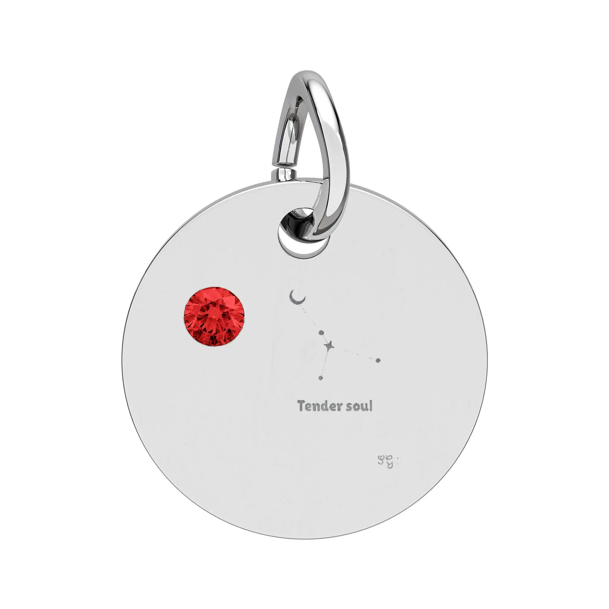 Cancer Ruby Birthstone Circle Charm Engraving | Premium Collection