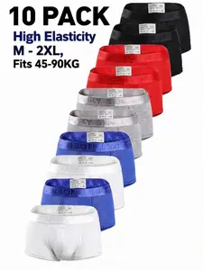 Men's Modal Underwear Set, High Elastic Breathable Briefs, Comfort Antibacterial Four Corners Design, Daily Wear, 10-Pack