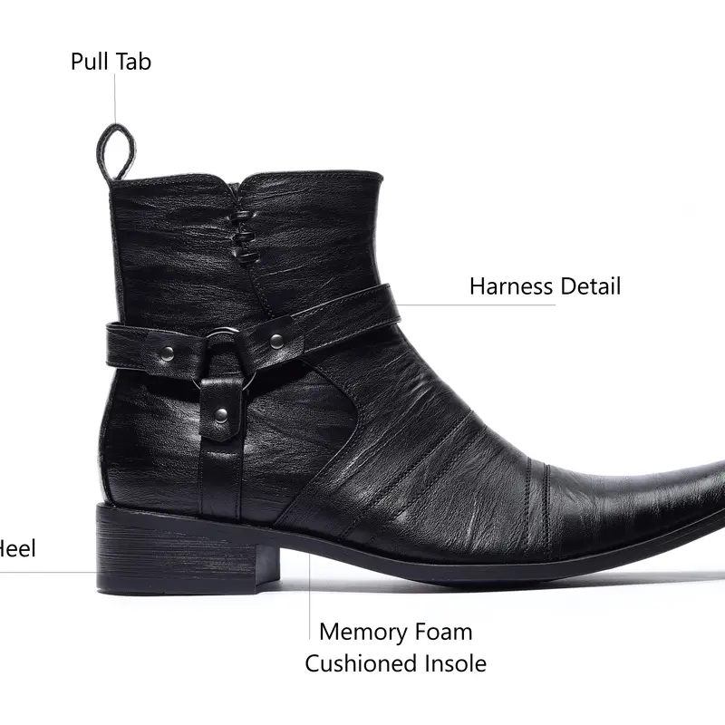 Jazame Men's Ankle-High Western Cowboy Boots Stylish Comfortable and Durable Footwear Botines de hombre vaquero Rodeo Shoes  Leather chelsea  boot Fashion Design