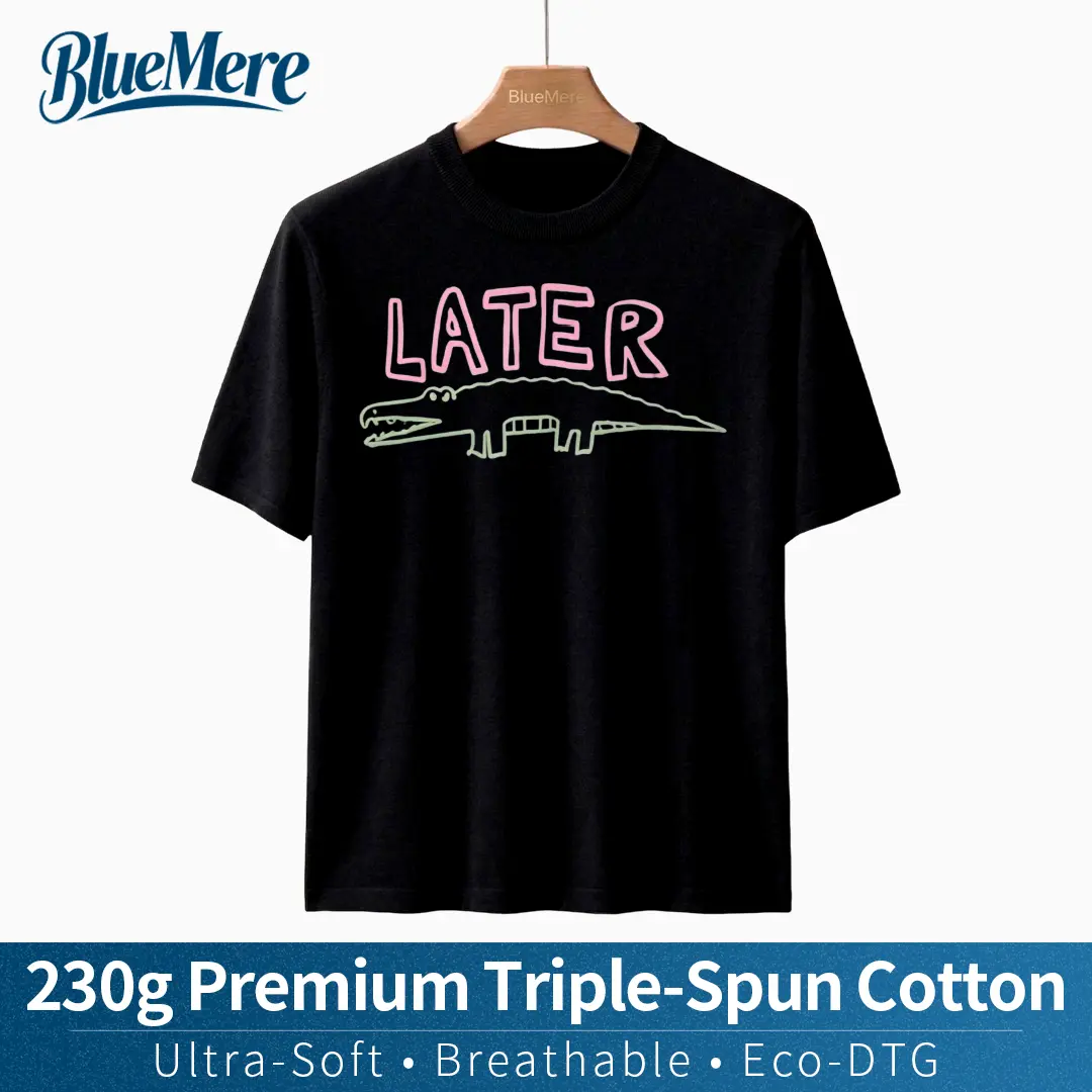 【BlueMere】230G Heavyweight 100% Pure Cotton valentine shirts Sarcastic Later Gator Graphic-Shirt- Funny Unisex Loose Fit Tee with AlligatorDesign, Breathable Washed, Round Neck ShortSleeve Casual Wear& Holiday Parties