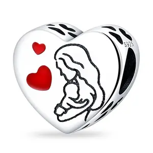 925 silver heart-shaped beads, suitable for original bracelets, necklaces, keychains, DIY pendants, making women's gifts, suitable for daily birthday parties, holiday gifts
