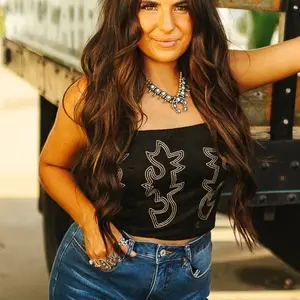 Black Corset W Cream Embroidery Detail