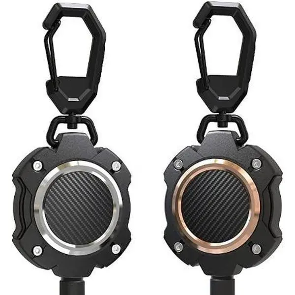 LIUGX 2 Pack Retractable Keychain, Heavy Duty Carabiner Key Chains, 10,000+ Rebound, Impact Resistance ID Badge Reels with 31.5” Wire Rope and Key Ring, Up to 8oz, Aluminum Ring, Carbon Fiber-Texture