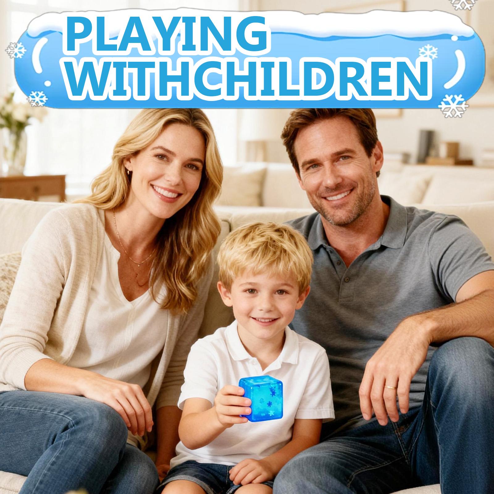 Quiet Squeeze Cube – Anxiety Relief Sensory Fidget Toy Stress Relief for Kids Adults Fun Gift (Blue)