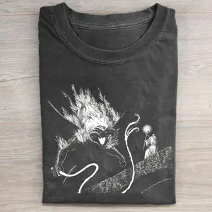 Vintage Balrog Graphic Tee - The Lord of The Rings Movie Shirt - LOTR Shirt - Gift for Book Lover - Men's Top - Menswear - Fantasy Ring Tshirt Hoodie Black Round Neck