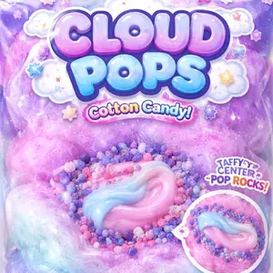 Cloud Pops: Sweet Swirl Popping Cotton Candy with Taffy Center