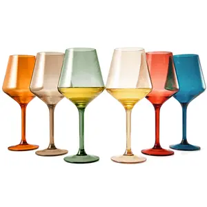 European Style Crystal, Stemmed Wine Glasses | Set of 6 | 15oz