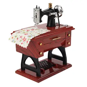 Vintage Sewing Machine Design Music Box, Mini Retro Sewing Machine Music Box, Table Desk Mechanical Music Box for Home Decor, Birthday Gift, Fun Ornaments