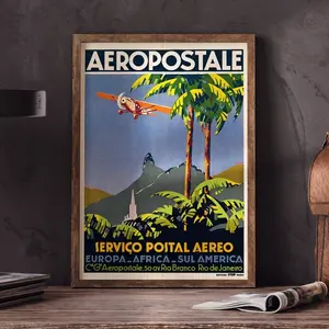 Aeropostale - Servico Postal Aereo Vintage Travel  Poster retro Vintage  No Frame Wall Art decor Home, Garden, Kitchen,  Living Room, Office, and Garage