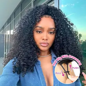 【3 IN 1 HALF WIG】FORGIRLFOREVER Water Wave Half Wig Drawstring Invisible Hairline Wear Go Half Wig Beginner Friendly Flexible Fit Human Hair Wig