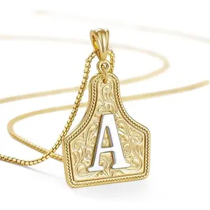 Unisex Initial Letter Pendant Necklace, 14K Gold Plated Geometry A-Z Capital Monogram Pendant Adjustable Chain Festivals, Birthdays, and Special Occasions Party Jewelry Holiday Gift