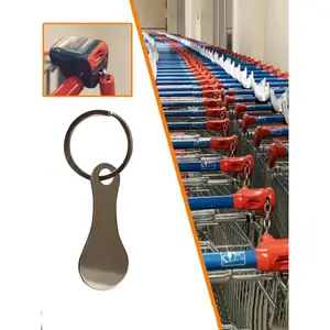 1pc/5pcs Durable Stainless Steel Shopping Cart Token Keychain, Safe And Portable Keychain, Lightweight Keychain, Interesting Keychain Accessories, Used For Bag Decoration, Car Key Decoration, Convenient For Supermarket Use, No Power Supply Required