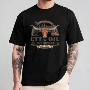 Winter outfits CTT Oil Exploration & Cattle T-Shirt, Oilfield Ranch Graphic, Landman Tee, Unisex, Tops