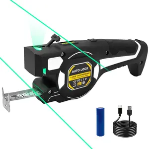 【Father's Day Gift】VERVEWAVE Laser Tape Measure - 16ft Auto-Lock Retractable, Green Alignment Laser Line, Built-in Bubble Level, USB-C Rechargeable, Metric & Imperial Layout Tool for Picture Hanging, Ceiling Marking