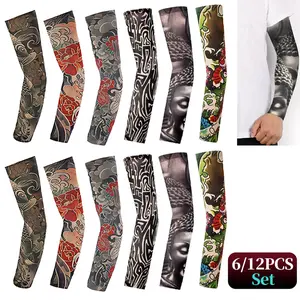 6/12PCS Tattoo Cooling Arm Sleeves UV Sun Protection for Sports Running Cycling Comfortable Fit Ideal for Active Lifestyles