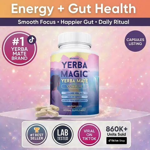 Yerba Magic Capsules – Pure Yerba Mate & 5-in-1 Superblend | Clean Natural Energy | Dietary Supplement | 60 & 120 Capsules Fitness Edible