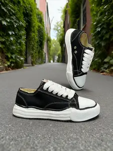 Thick Sole Disappearing Canvas Shoes, Thick Laces, Student Daily Class Sports Shoes, Casual Patchwork Textile Low Top Flatform