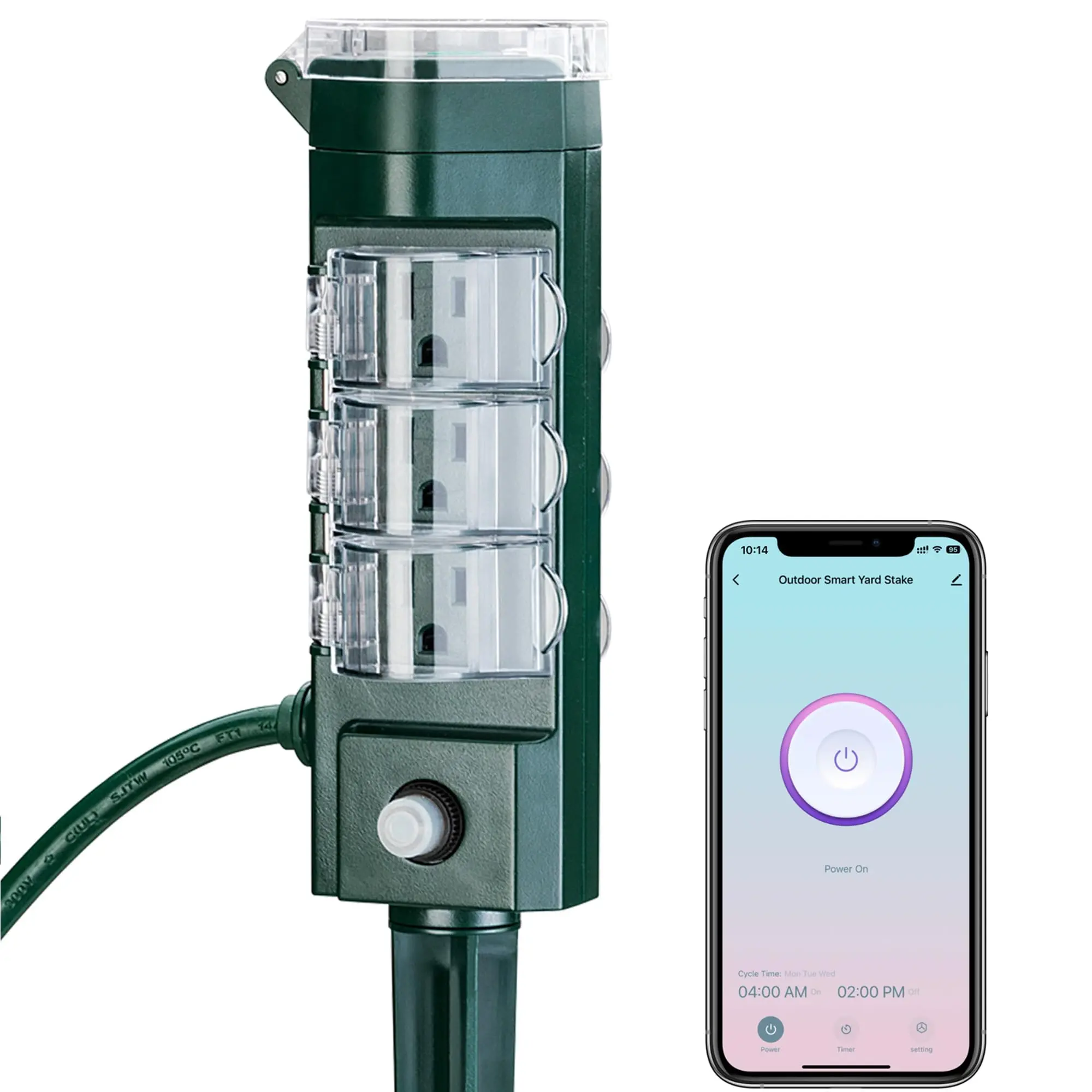 Outdoor Smart WiFi Plug Waterproof 6 Outlets Power Stake Timer with 6Ft Cord HBN Outdoor Smart WiFi Plug Waterproof 6 Outlets Power Stake Timer with 6Ft Cord HBN