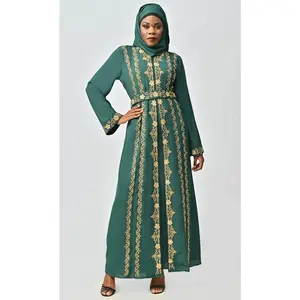 Saudi Moroccan Style embroidered crepe Abaya