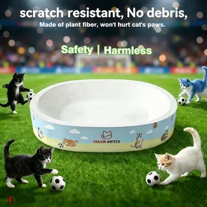 FANJUN-AMTECH Classic Cartoon Print Non-Shedding Paper Scraps Oval Cat Scratch Board, Large Space for Play & Sleep, Anti-Slip Reinforced Corrugated Board, April Stock-Up Mother’s Day Gift #SummerVibes#petlovers outdoorfun,summervibes