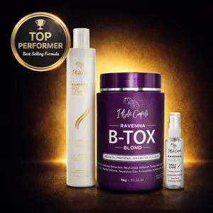 Kit Ravenna Daily Care + B-tox Blond : Hydration, Straightening, and Intense Shine Shampoo, Conditioner, Oil and Mask Haircare   Repair Keratin Gentle Foam Cleanser Cleansing