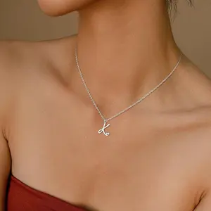Initial Pendant Necklace Women Stainless Steel Letter Necklace Trendy waterproof  Monogram Necklace