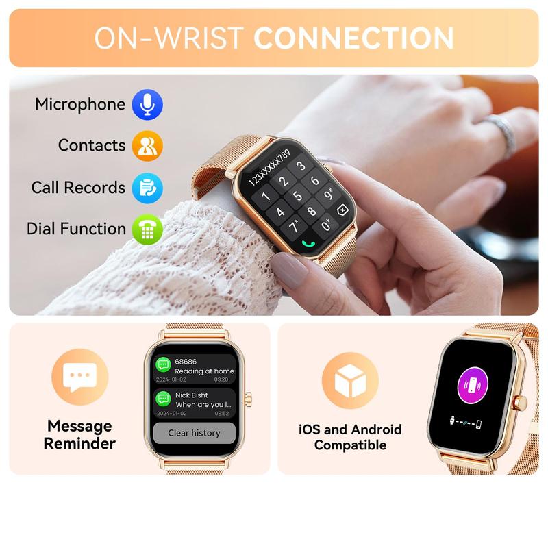Smartwatch for Men and Women, Bluetooth Calling, 1.85” Display, Fitness Tracker, IP67 Water Resistant, Compatible with Android and iOS, Multifunctional Wristwatch