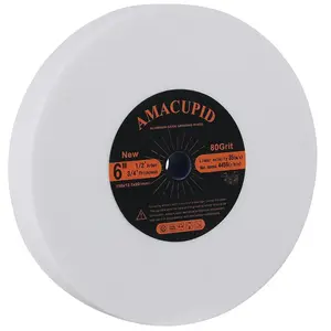 Bench Grinder Wheel 6 Inch White Aluminum Oxide Abrasive Grinding Wheels for Sharpening Hardened Steel High Carbon Steel and Other Hard Tools 1/2 Inch Arbor 3/4 Inch Thickness 80 Grit