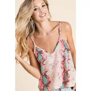 BiBi Snakeskin Low Gauge Sleeveless Top - sequin cami tank