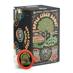 Bones Coffee Company Apple Cider Donut Flavored Pods | 12ct Kcups Bean Beverage