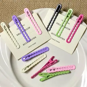 (Random Default Gift) 6cm Duckbill Clip Hairpin DIY Base Wave Clip Broken Hair Clip Bangs Clip Seamless One-word Clip Non-damaging Hair Accessories