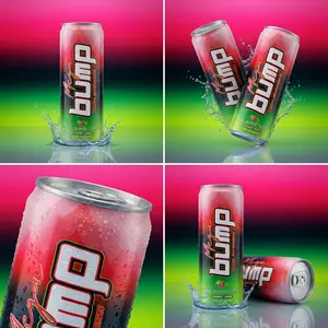 Mega Bump Energy Drink - Rush Kiwi Guava Flavor - Coca Leaf Infused, Low Calorie 12-Pack