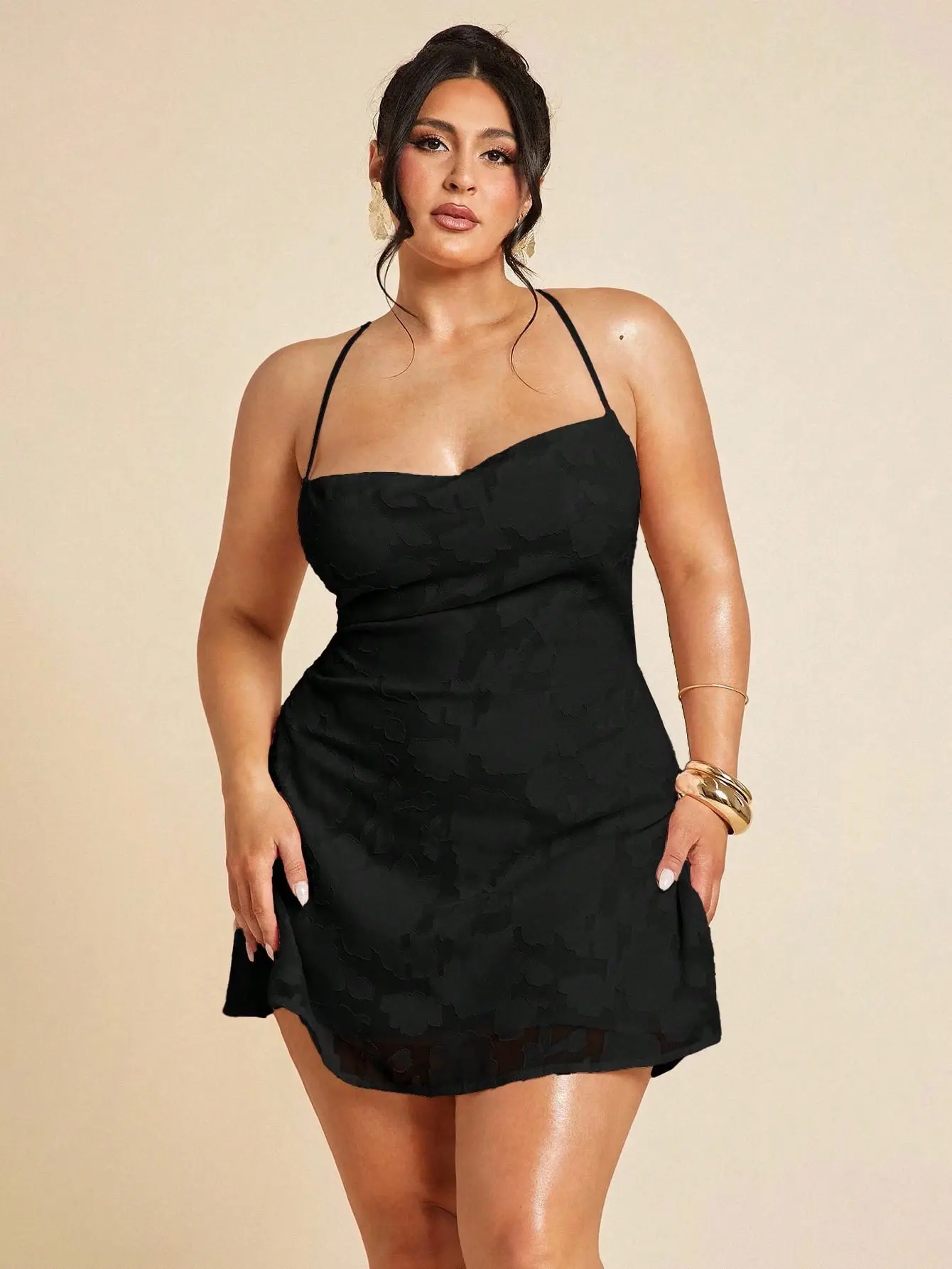 VINY Women's Plus Size Satin Elegant Black Summer Curve Dress Formal Evening Night Out Club Party Wedding Bridesmaid Homecoming Vacation Occasion