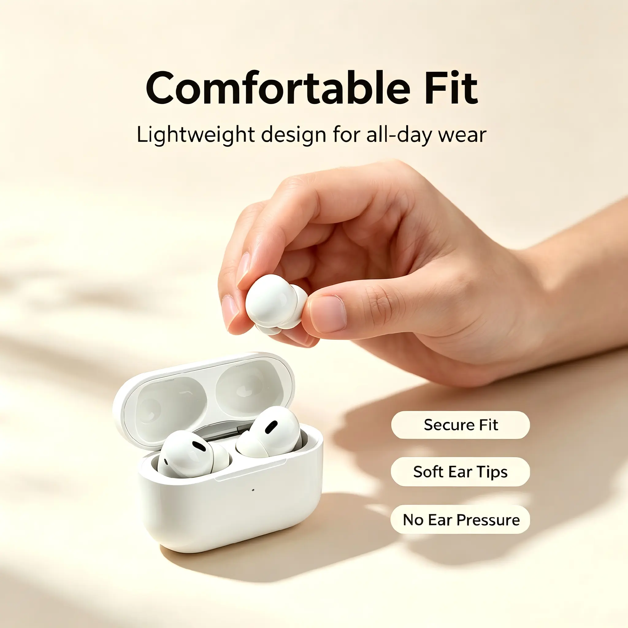 True Wireless In-Ear Bluetooth Earbuds, Sealed Fit for Undisturbed Listening, Touch Control & Long Playtime