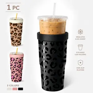 1 Pc 32oz Leopard Print Insulated Can Cooler, Double Wall, Leak Proof, Cold 24H, Hot 12H, No Sweat, Fits Most Cup Holders, Non Slip Silicone, Camping Must Have, Kitchen Essential, Holiday Gift, For BBQ, Party, Travel