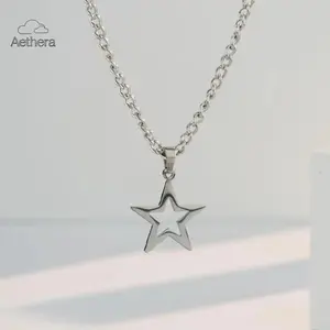 Aethera Valentine’s Day Gift for Her Y2K Style Titanium Star Necklace Durable Lightweight Unique Star Pendant Must-Have Trendy Fashion Streetwear Daily Layering Accessory