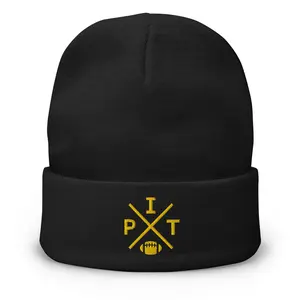 Pittsburgh Football Retro PIT Cross Winter Beanie Cap Hat