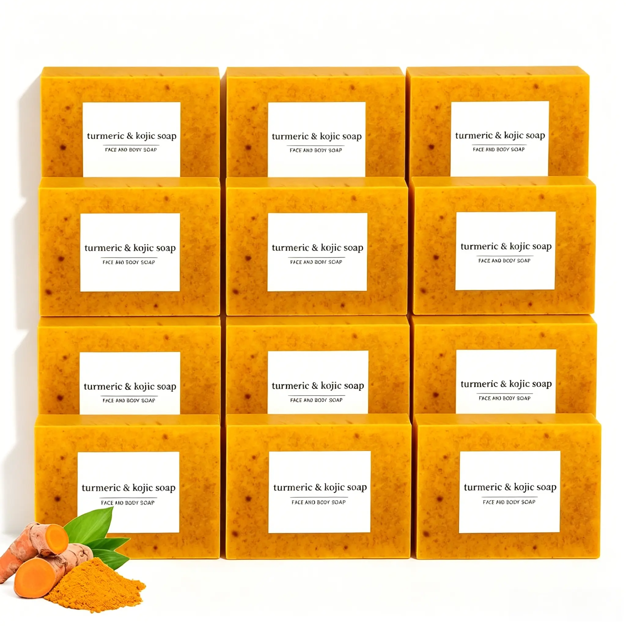 BISUTANG 12 Lemon Turmeric Kojic Acid Soap Bars -XXXL Turmeric – Natural Lemon, Turmeric & Kojic Acid Soap for Face & Body, Gentle Cleansing for All Skin Types, Ideal for Daily Use