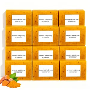 BISUTANG 12 Lemon Turmeric Kojic Acid Soap Bars -XXXL Turmeric – Natural Lemon, Turmeric & Kojic Acid Soap for Face & Body, Gentle Cleansing for All Skin Types, Ideal for Daily Use