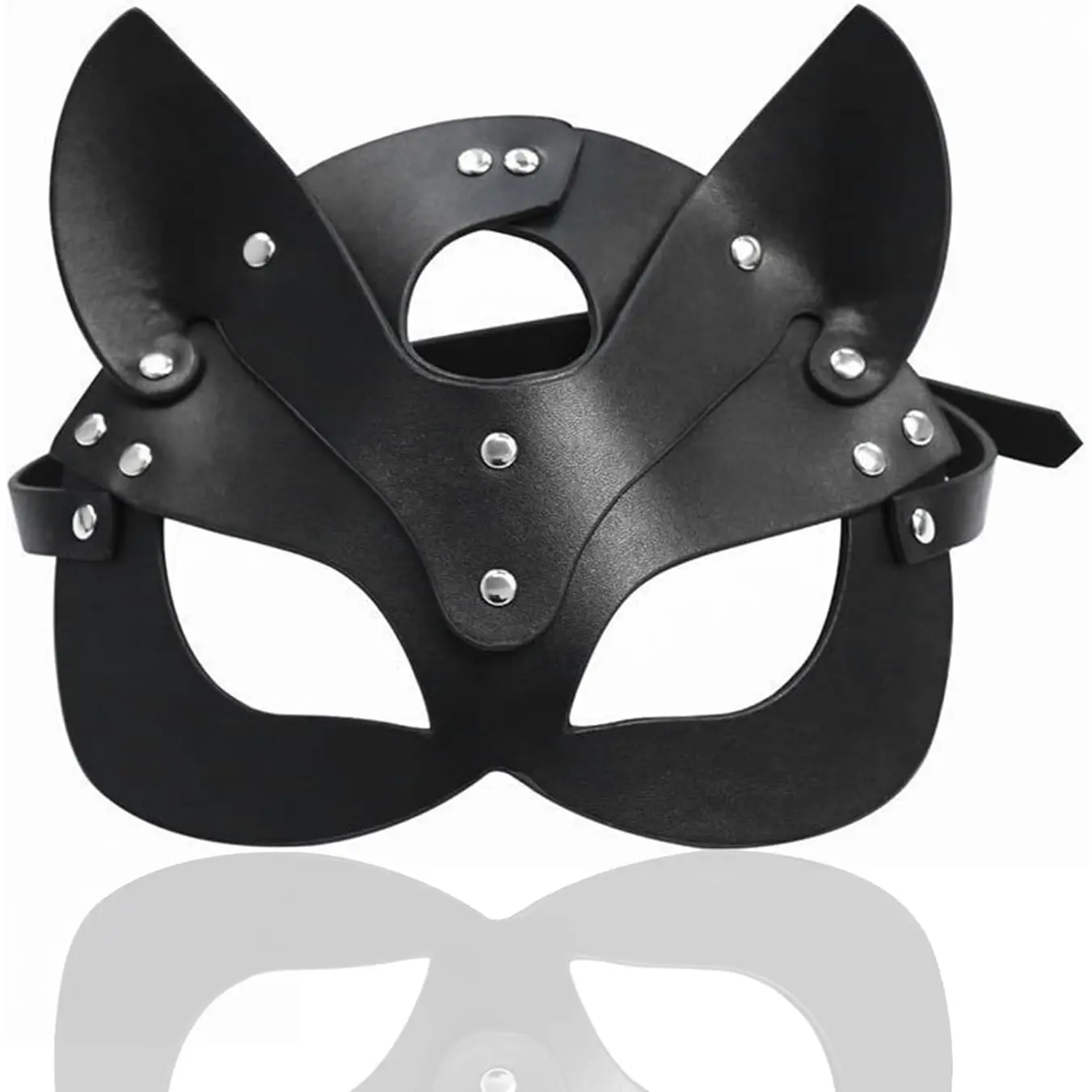 Leather Cat Mask Cat Eye Mask Masquerade Mask Cat Face Mask Giant Cat Mask Cat Masks for Adults Kids Black Cat Cosplay Cat Woman Accessories Halloween Costumes for Women Cat NAOPSY