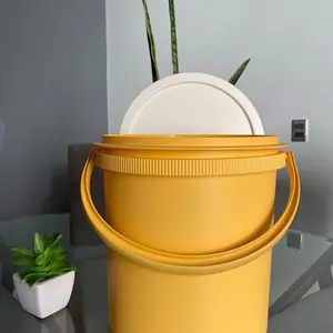 14L Multi-Use Home Care Bucket - Ceramic, Steel, Traditional Matching Set with Cotton Accents for Home Supplies Use