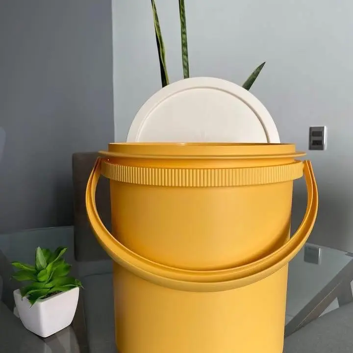 14L Multi-Use Home Care Bucket - Ceramic, Steel, Traditional Matching Set with Cotton Accents for Home Supplies Use