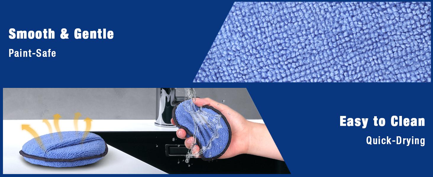 #backtoschool WORKPRO Car Wax Applicator Pads with Finger Pocket, Microfiber Soft Foam Polishing Pads for Car Detailing & Cleaning, Lint-Free, High Resilience