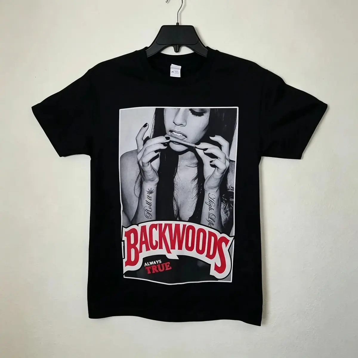 Essential Clean Fit Tee 2026 Oversized Graphic Tee Cool "Backwoods" printed black oversized baggy T-shirt, 100% cotton crew neck short sleeve boxy graphic tee for men-summer streetwear, Y2K festival skater casual outfits graphic tees Unisex Boxy Fit Heavy