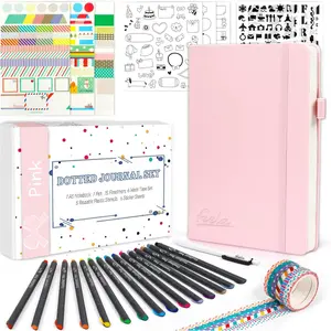 Dotted Journal Kit, Dot Grid Journal Hardcover Planner Notebook Set For Beginners Women Girls Note Taking with Journaling Supplies Stencils Stickers Pens Accessories, A5, 224 Pages,