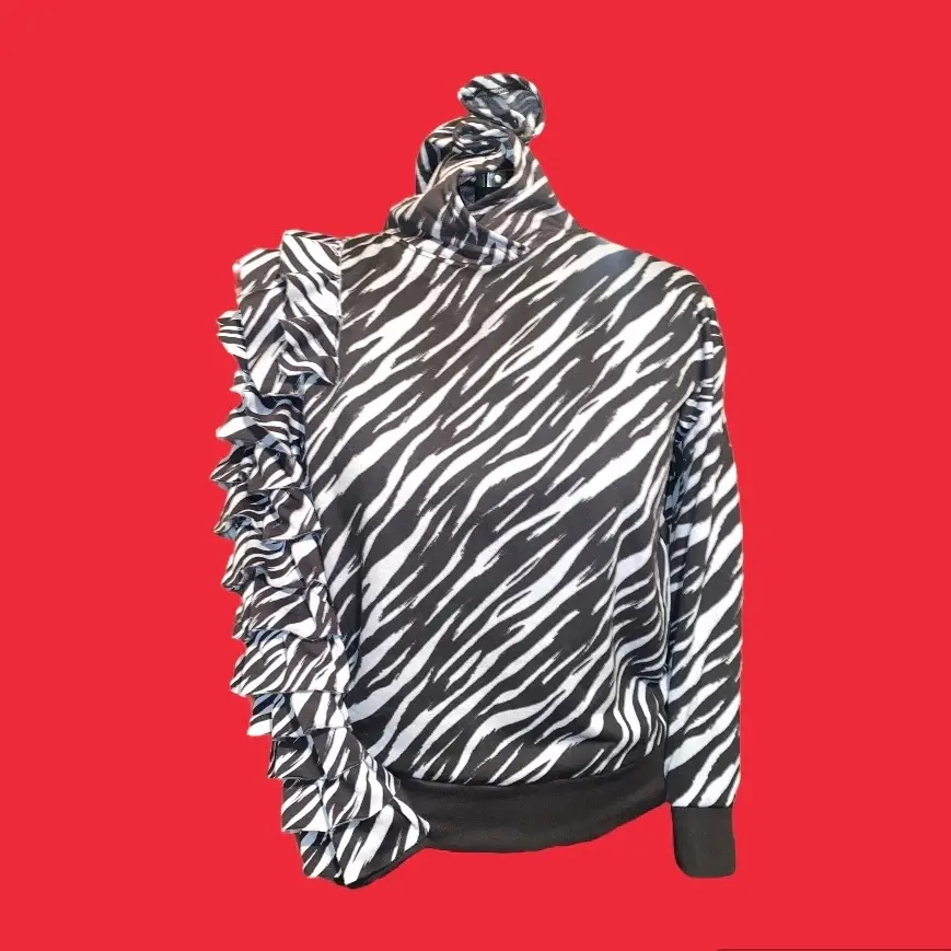 Zebra Ruffled Hoodie